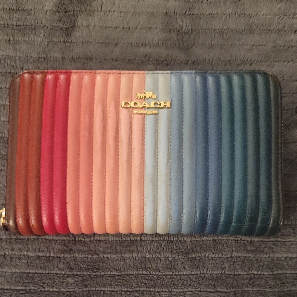 Coach Red and Pink Quilted Wallet